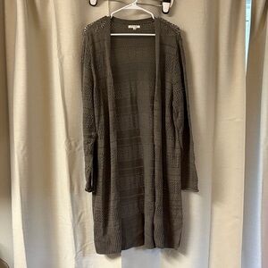 Maurices Khaki Green Open Knit Cardigan